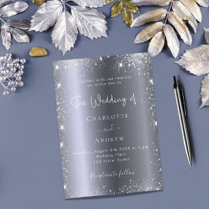 Convite Casamento elegante com guião prateado