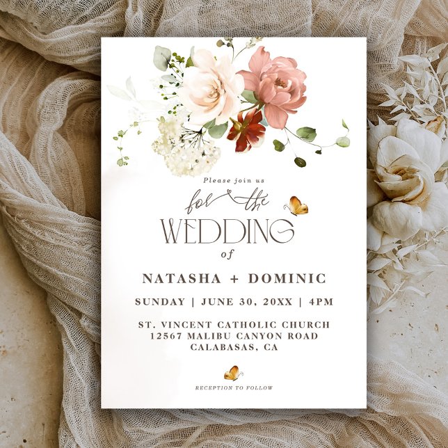 Convite Casamento Elegante com Jardim de Flores Silvestres (Criador carregado)