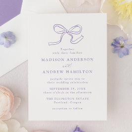 Convite Casamento Elegante com Laço de Lavanda