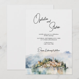 Convite Casamento Elegante com Letra em Aquarela no Lago C