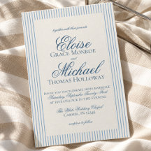 Casamento Elegante com Listra Azul e Letra Antiga