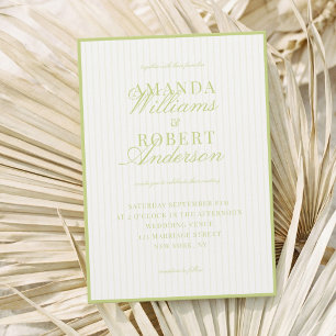 Convite Casamento Elegante com Listras em Verde Cítrico e