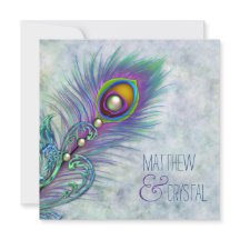 Casamento Elegante com Pavão em Aquarela