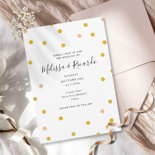 Convite Casamento Elegante com Pontos de Ouro