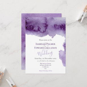Convite Casamento Elegante com respingo de aquarela violet