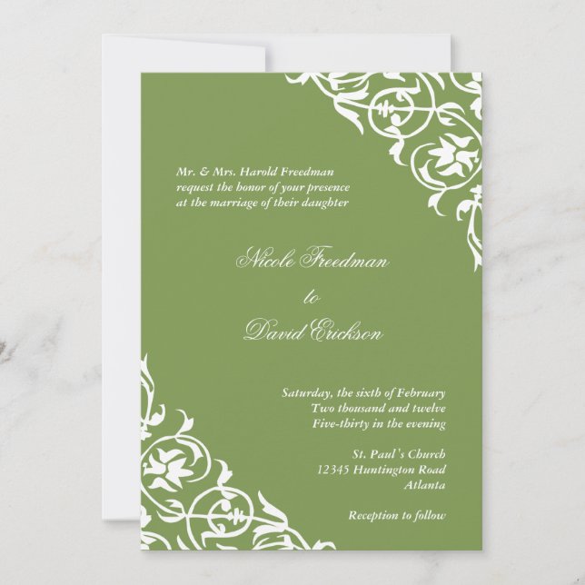Convite Casamento elegante com script de rolagem de canto  (Frente)