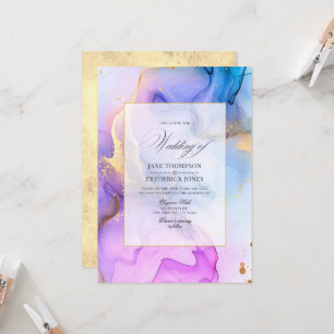 Convite Casamento Elegante com Tinta Alcoólica Fluida