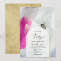 Casamento Elegante com Tinta Alcoólica Rosa, Cinza