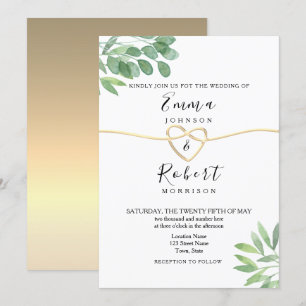 Convite Casamento Elegante com Verde de Eucalipto Moderno