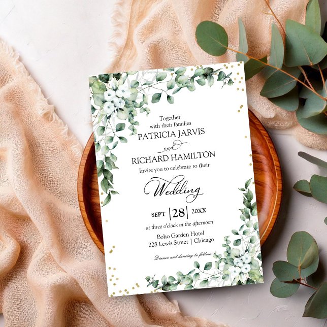 Convite Casamento Elegante com Verdor (Criador carregado)