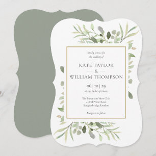 Convite Casamento Elegante com Verdor Campestre