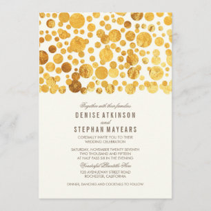 Convite Casamento Elegante Confetti com Efeito Foil Ouro