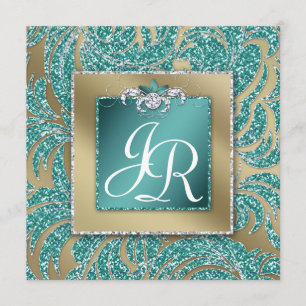 Convite Casamento Elegante Convidar Folha de Teal