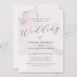 Convite Casamento Elegante Cor de Água Costeira Rosa