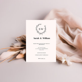 Convite Casamento Elegante Cor-de-rosa preto e branco mini