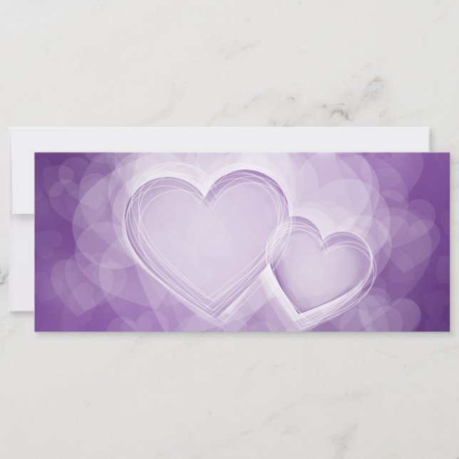 Convite Casamento Elegante Corações Modernos Roxo (Frente)