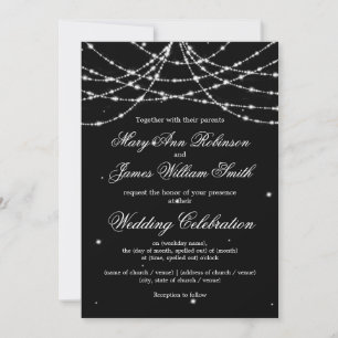 Convite Casamento Elegante Corda Preta Brilhante
