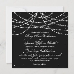 Convite Casamento Elegante Corda Preta Brilhante