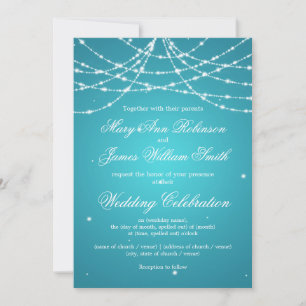 Convite Casamento Elegante Corda Turquesa Brilhante