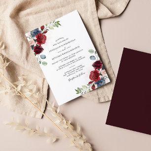 Convite Casamento Elegante Da Burgundy Floral Watercolor