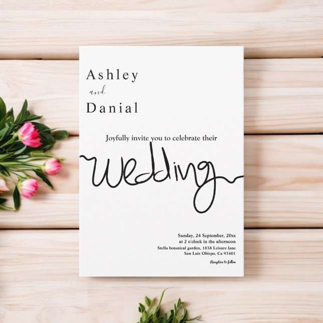 Convite Casamento Elegante Da Caligrafia Branca E Negra Si (Criador carregado)