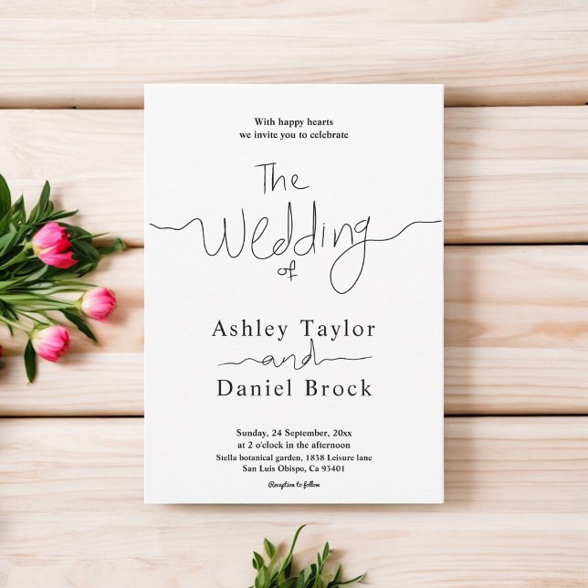 Convite Casamento Elegante Da Caligrafia Branca E Negra Si (Criador carregado)