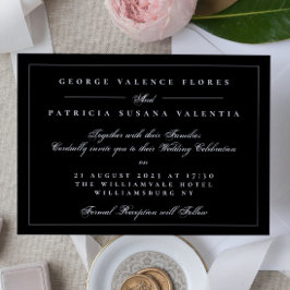 Convite Casamento Elegante da Caligrafia Formal Preta e Br