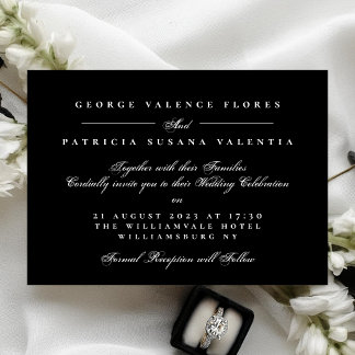 Convite Casamento Elegante da Caligrafia Negra Branca
