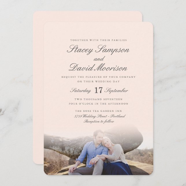 Convite Casamento elegante da foto (Frente/Verso)