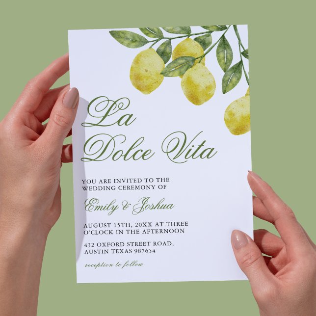 Convite Casamento Elegante da Seção de Lemon da Dolce Vita (Criador carregado)