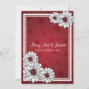 Convite Casamento Elegante Dahlia Vermelho Floral