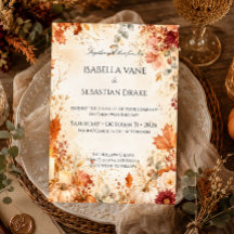Casamento Elegante de Abóbora Floral de Outono