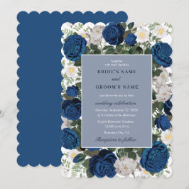 Convite Casamento Elegante De Aquarela Azul Moderno