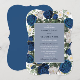 Convite Casamento Elegante De Aquarela Azul Moderno