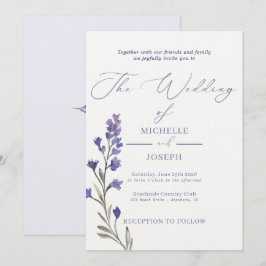 Convite Casamento Elegante De Aquarela Da Blisa De lavanda