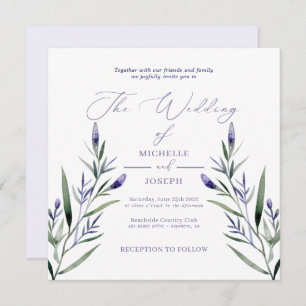 Convite Casamento Elegante De Aquarela Da Blisa De lavanda