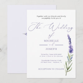 Convite Casamento Elegante De Aquarela Da Blisa De lavanda