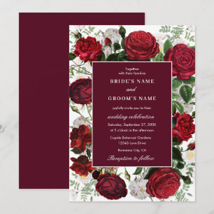 Convite Casamento Elegante De Aquarela Floral Moderna Burg