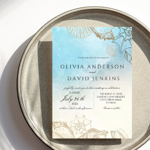 Convite Casamento Elegante De Aquarela Mediterrânica