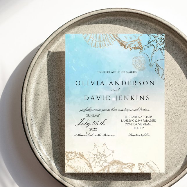 Convite Casamento Elegante De Aquarela Mediterrânica (Criador carregado)