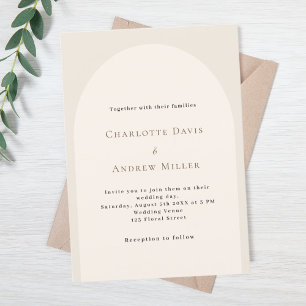Convite Casamento elegante de arco bege