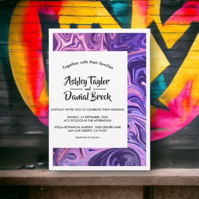 Convite Casamento elegante de arte mínima Abstrato de mode (Criador carregado)