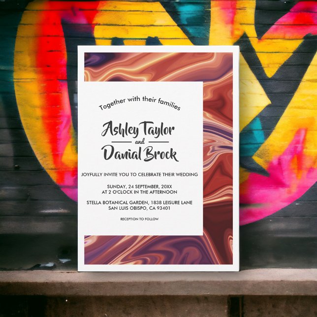 Convite Casamento Elegante de Arte Mínima Moderna Abstrato (Criador carregado)