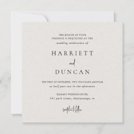 Convite Casamento Elegante de Beige Neutral do eterno