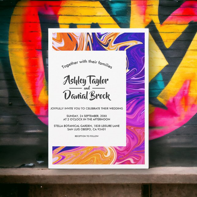 Convite Casamento Elegante de Boho Abstrato minimal modern (Criador carregado)