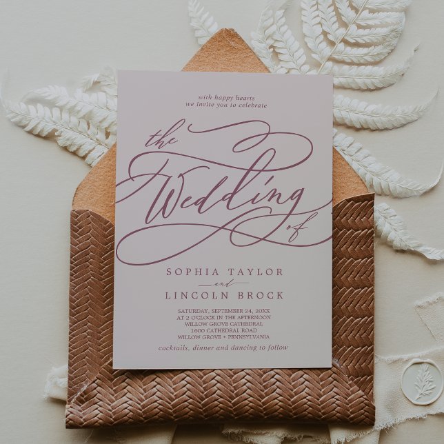 Convite Casamento Elegante de Boho Clássico Blush da SOPHI (SOPHIA Burgundy Blush Classic Boho Elegant Wedding Invitation)