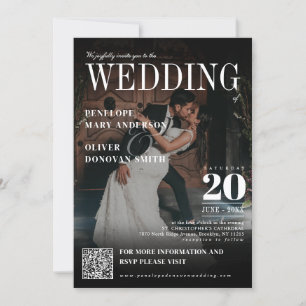 Convite Casamento Elegante de Boho da Revista de Foto Escu