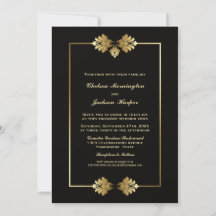 Casamento Elegante de Borda Dourada e Negra