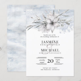 Convite casamento elegante de botânica e estêncil rustic