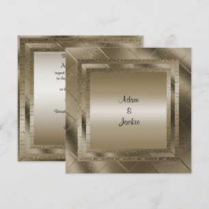 CONVITE CASAMENTO ELEGANTE DE CASAMENTO DE CAMADA DE BRONZ